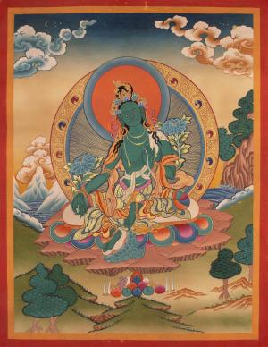 Green Tara | Tibetan Thangka Painting | Handmade Tara Painting